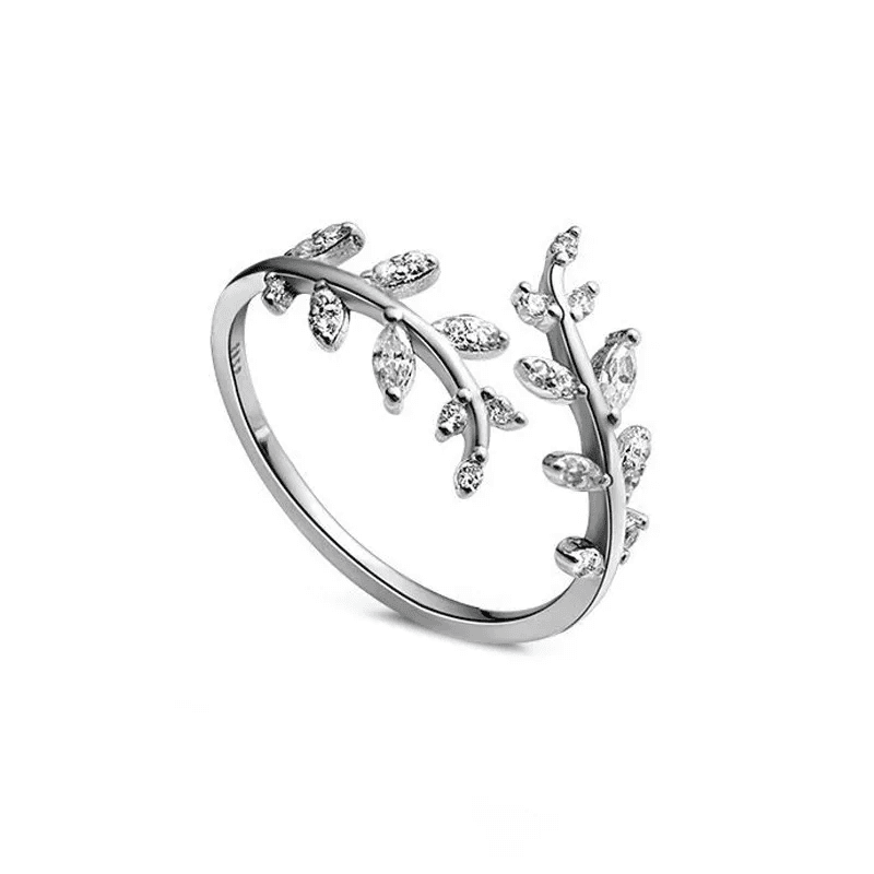 Anillo camino de hojas compromiso - Plata Esterlina