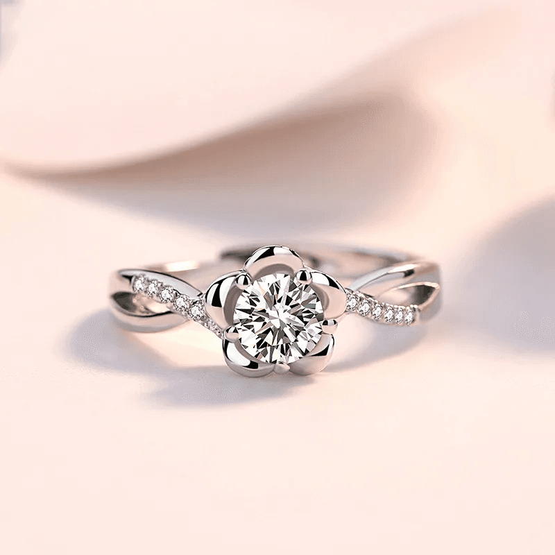 Anillo de compromiso flor - Plata Esterlina