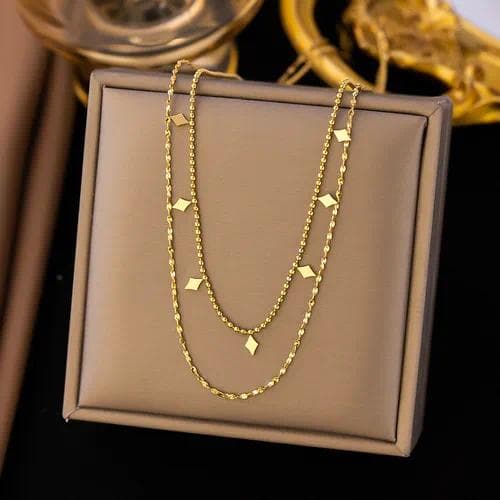 Collar colgante mujer con cadena eslabones y diamantes