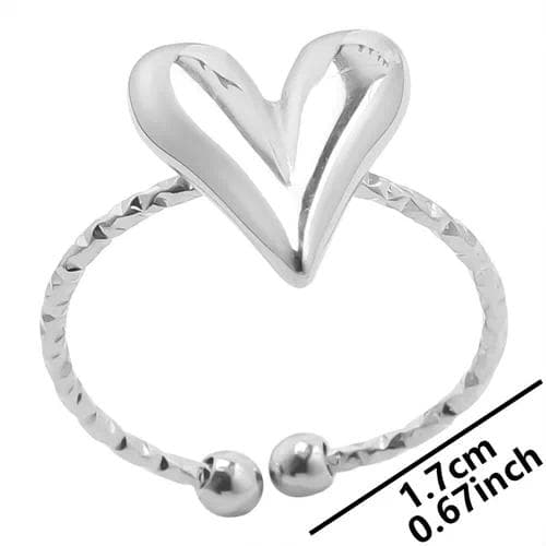 Anillo unisexo corazon ajustable — Plata