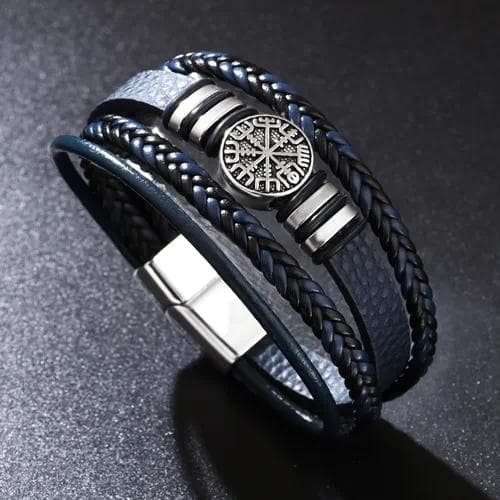 Pulsera casual para hombres en cuero sintético marrón