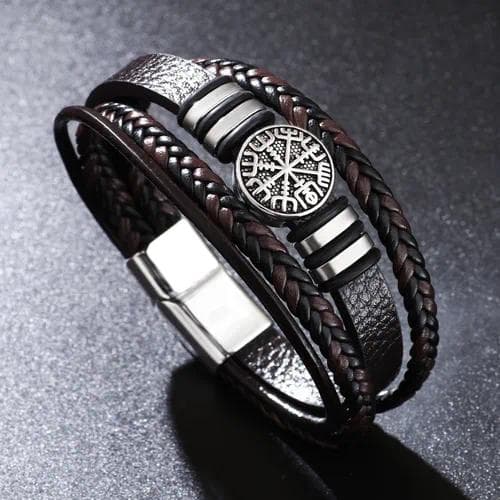 Pulsera casual para hombres en cuero sintético negro