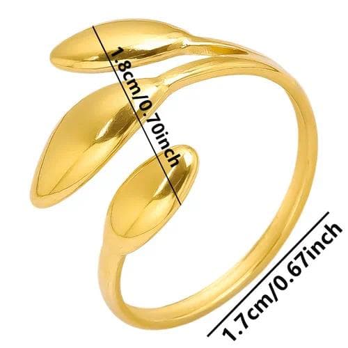 Anillo abierto mano de hojas
