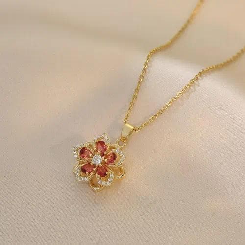 Collar Colgante con Flores Embutidas — Collar de zirconia Bauhinia