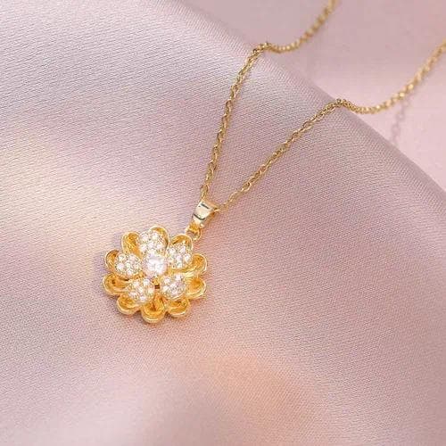 Collar giratorio de flores de oro amarillo