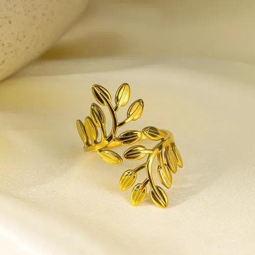Anillo abierto estilo hoja de oro
