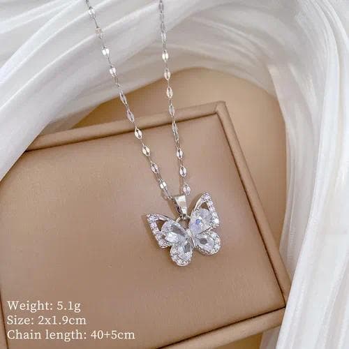 Aretes en con Recubrimiento de Oro de 18 Quilates — E502 Plata 【Cadena de Acero Inoxidable con Colgante de Cobre