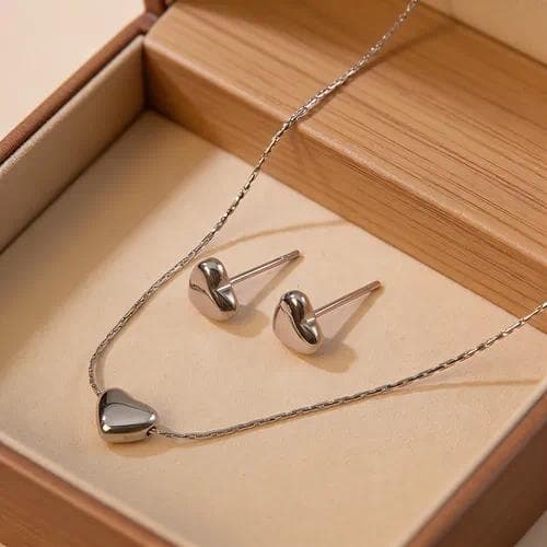 Set de Corazón simple— Plata