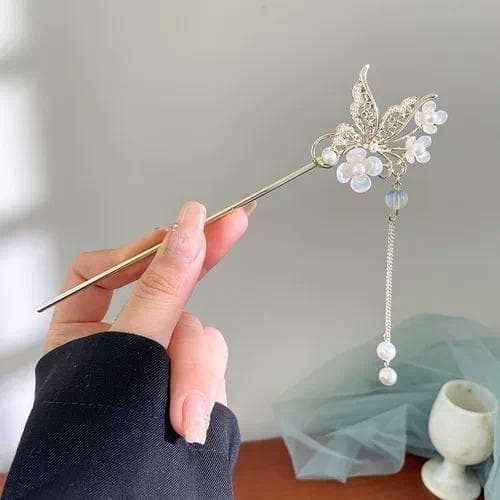 Horquilla para el Cabello con Borla de Aleación — Flor de mariposa