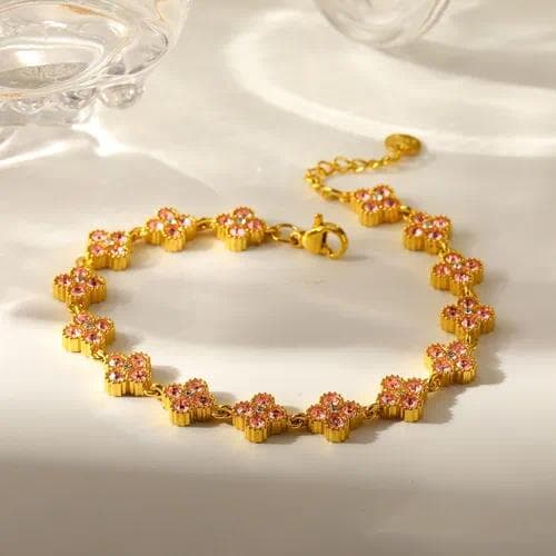 Pulsera de trebol rosada