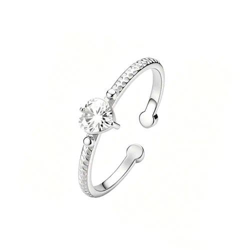 Solitario Anillo abierto unisexo — Plata