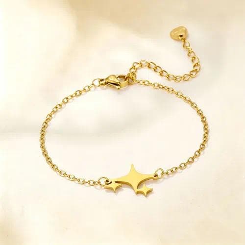 Pulsera con patrón de estrella en y chapado en oro 18 quilates — XLJ410