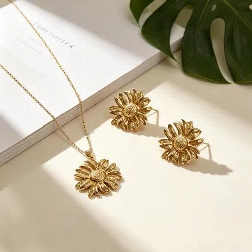 Conjunto de joyas con patrón de girasol