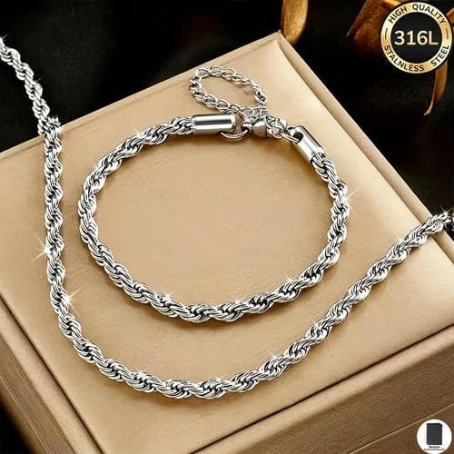 Set cadena portacables en 316L - Plata