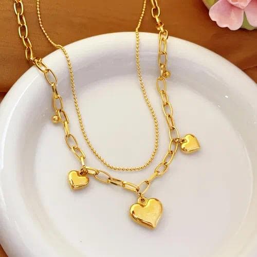 Conjunto forma de corazón — Collar doble