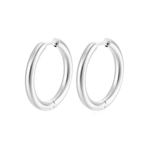 Aretes unisex patrón círculo — Color Acero